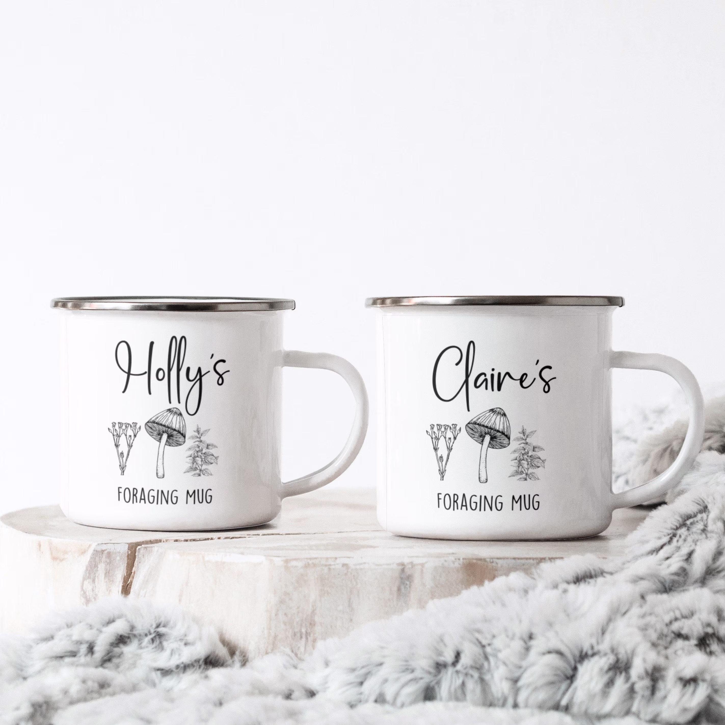 Foraging Enamel Mug, Personalised Mug For Forager, Herbal Tea