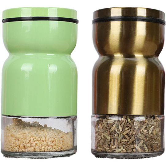 Fvbjd - Stainless Steel Glass Seasoning Bottle Seasoning Jar Home Kitchen Cooking Bottle Pepper green + gold