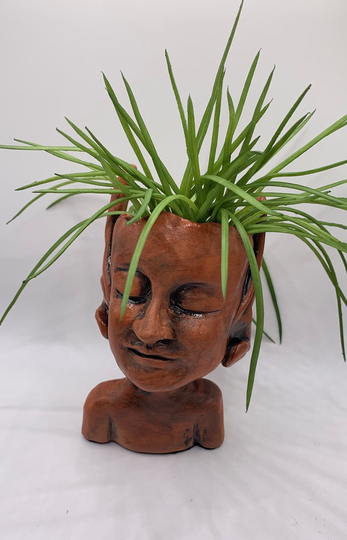 Cute Unique Faerie/Fairy Head Planter, Succulent Bud Vase, Ceramic Pot, House Elf, Garden Goddess, Terracotta | #14