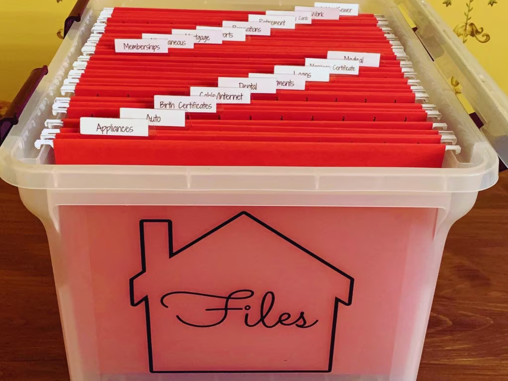 Home Documents File Box , Important Document Organizer Household Filing System Bridal Shower Gift Family Organization Records
