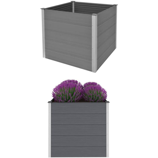 Garden Raised Bed wpc 100x100x91 cm Grey - Grey