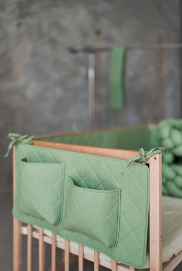 Crib Organizer Quilted Baby Cot Organic Cotton Bed Pocket