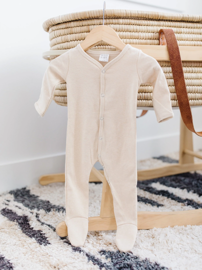 Organic Cotton Oatmeal Footed Jammies, Sleeper, Baby Shower, Pj's, Pajamas, Gender Neutral, Boy