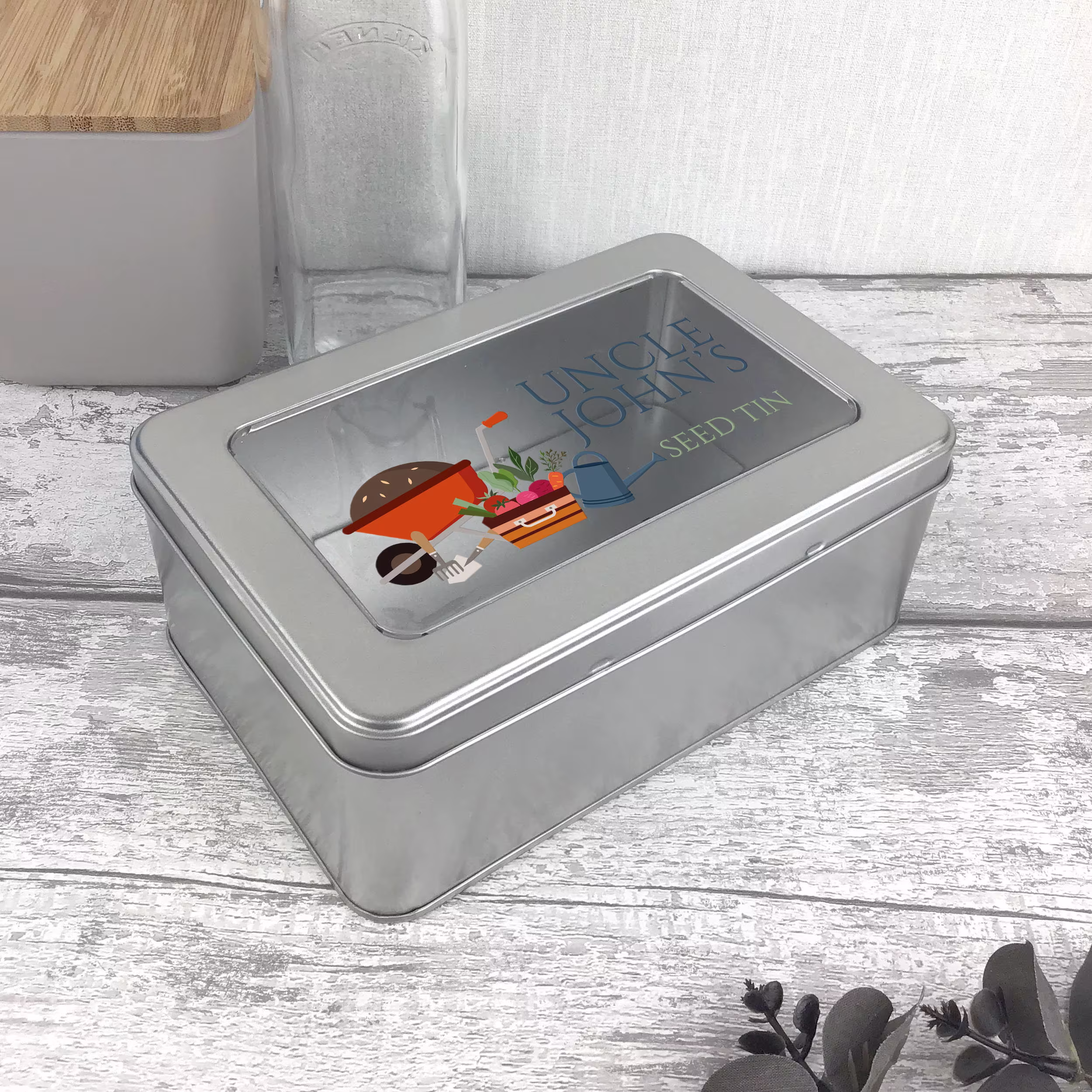 Personalised Seed Storage Tin Gardener Allotment Gift Idea - 915-W8