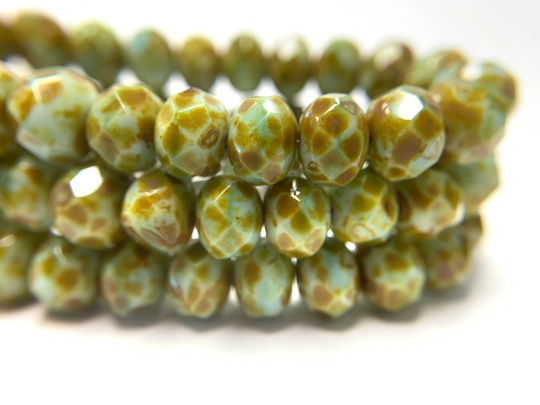 6x8mm Rondelle Beads, Honey & Tea, Czech Glass Beads