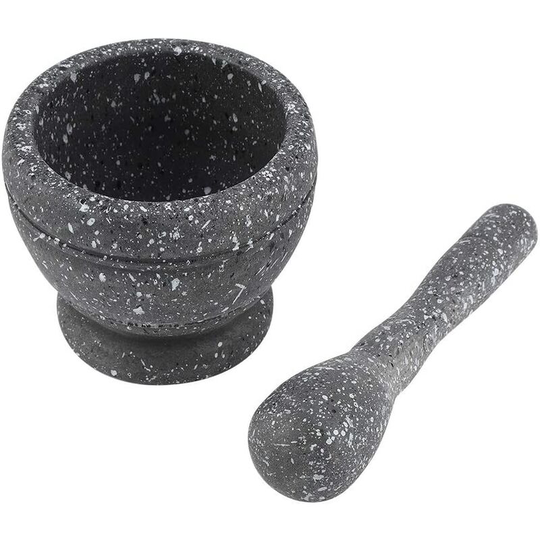 Kitchen Mortar Pestle Manual Garlic Grinder Spice Herb Mortar Pestle Set Grinding Bowl Kitchen Tool(Black)