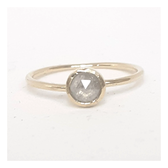 Rosecut Salt & Pepper Diamond Solitaire Ring