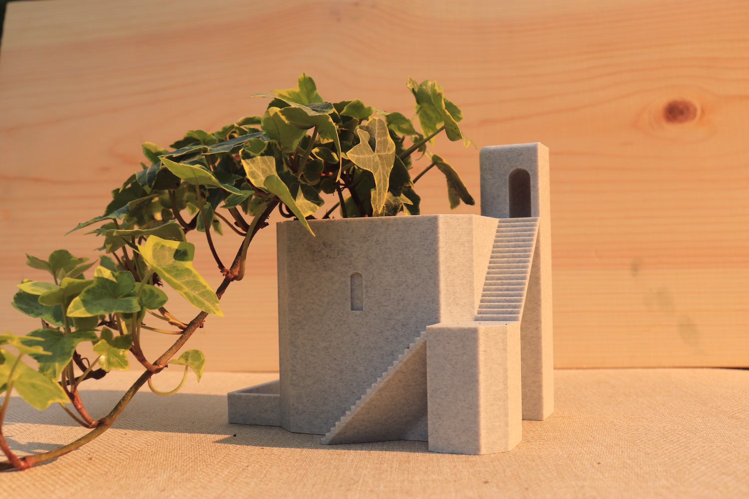 3D Printed Stair Vase, Indoor & Outdoor Vase With A Drainage Moat
