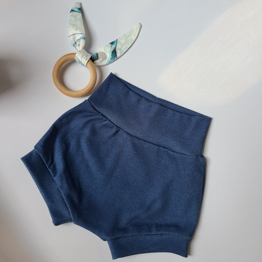 Baby Boy High Waisted Bummies Navy Blue Organic Bummies, Organic Clothes, Shorties, Diaper Cover, Shirt Only For Display