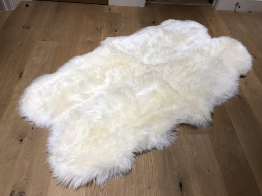 Organic Large Quad Sheepskin Rug in Natural White