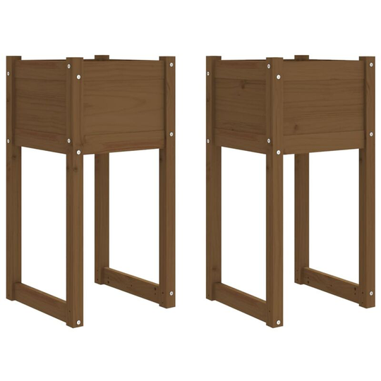 Planters 2 pcs Honey Brown 40x40x81 cm Solid Wood Pine Vidaxl Brown