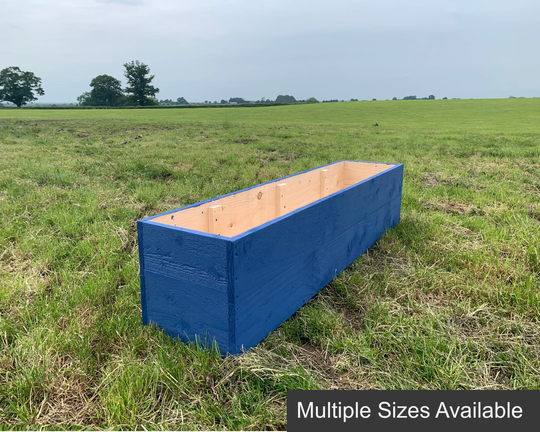 Large Wooden Garden Planter/Raised Bed | 100 - 165 cm Long Cuprinol Barleywood Blue Delivered Fully Assembled. Fast&free Delivery