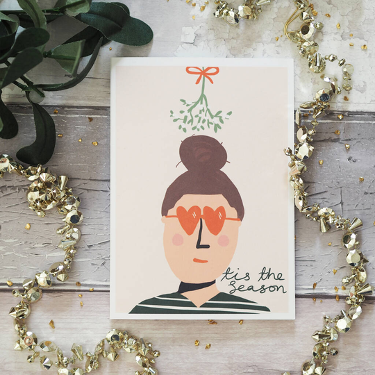 Tis The Season Mistletoe Christmas Card For Her