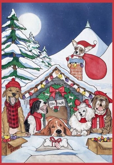 Dog Group Bah Humdog Christmas Cards Set Of 10 & Envelopes