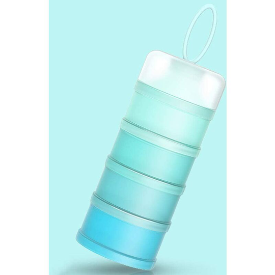 Portable Infant Baby Milk Powder Dispenser, Stackable Boxes, 4 Layers Container Cereal/Food/Fruit/Snacks Breastfeeding 480ml (Blue)
