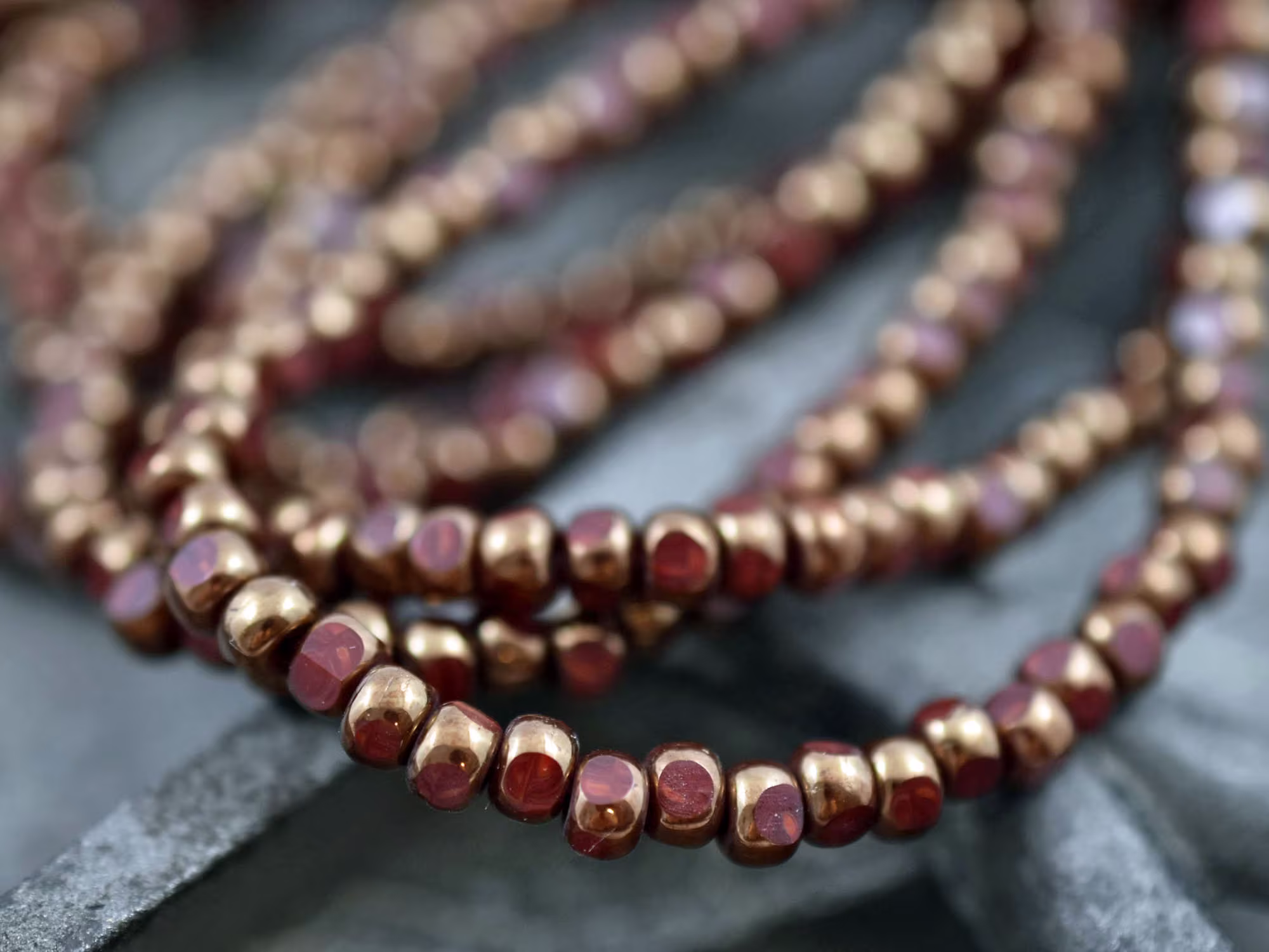 Trica Beads - Seed Czech Glass Picasso Red Size 6 4x3 50Pcs | 1793