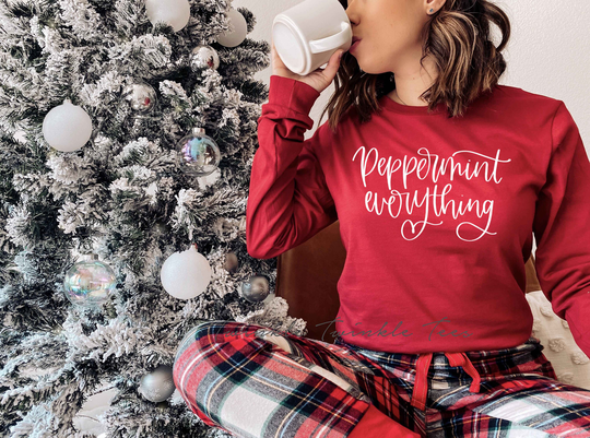 Peppermint Everything Long Sleeve T-Shirt, Christmas Shirt, Season Holiday Shirt