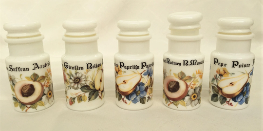 Vintage Milk White Glass Spice Pots