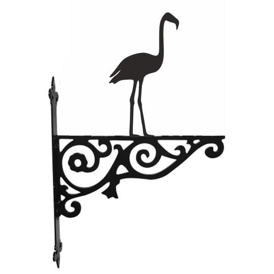 Flamingo Ornamental Hanging Bracket - Contemporary Basket Wall Mounted Decorative Garden Black