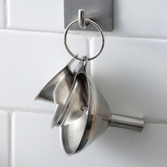 Stainless Steel Funnel Mini Kitchen Funnel with Long Handles 3 Pieces for Cooking Transfer Jam Salt Pepper Spice Oil Powder