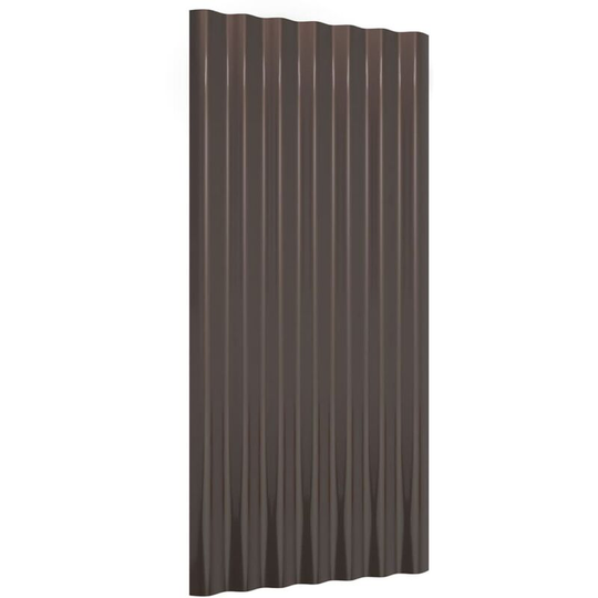 Roof Panels 36 pcs Powder-coated Steel Brown 80x36 cm vidaXL - Brown