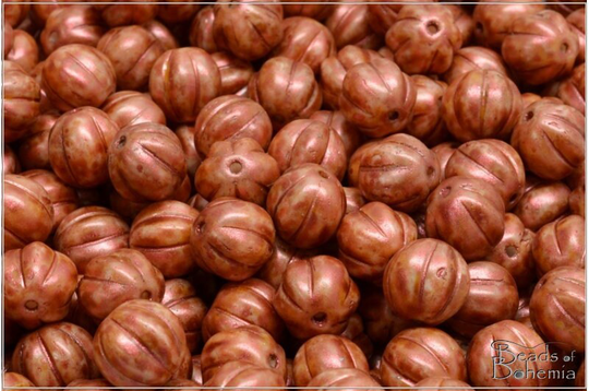 12 Pcs Chalk Herbs&spices Cinnamon Czech Glass Melon Beads 8 Mm | 12281