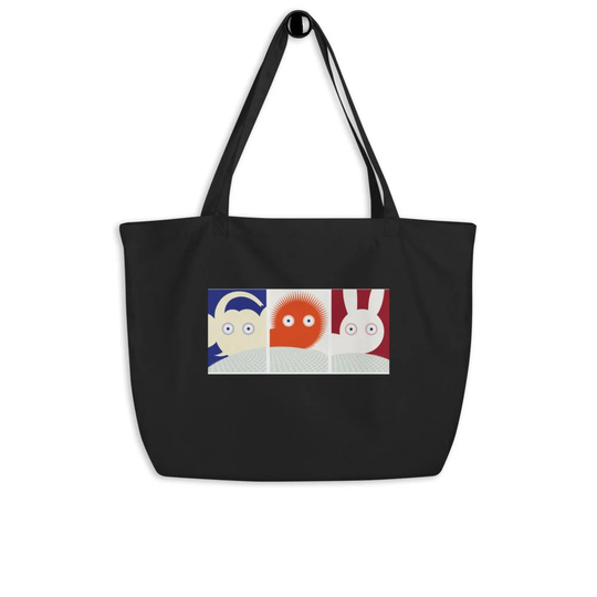 Large Organic Tote Bag, Pop Art Bag, Japanese Bag, Kazumasa Nagai Graphic Design Tote, 100% Certified Cotton 3/1 Twill