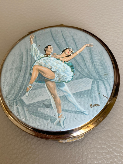 Baron Compact Stratton Powder Ballet English 1970S Enamel Vintage Retro Old