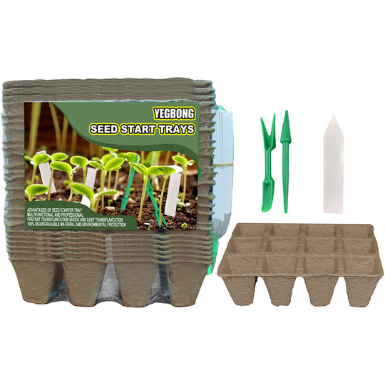 Seed Growing Seed Trays Kit 12 Cells Biodegradable Pots for Planting Seeds Organic Plant Starter Kit with Plant Labels Transplanting Tools (24PCS)