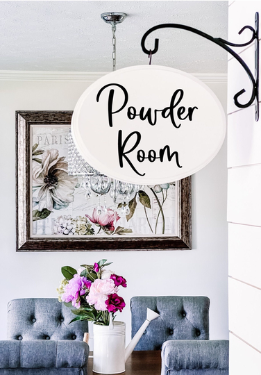 Powder Room | Wood Sign Farmhouse Decor Le Bain Bathroom Hanging Restroom Sign La Toilette Sign, French Country