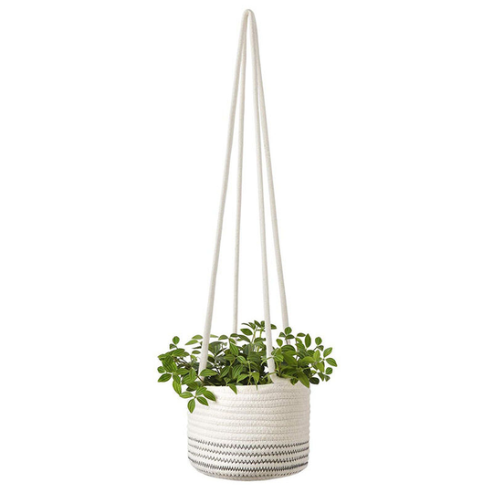 2 Pack Woven Hanging Planter Baskets - Cotton Rope Hanging Planter Macrame Plant Hangers Modern Storage Organizer Home Decor