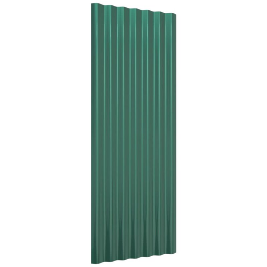 Roof Panels 12 pcs Powder-coated Steel Green 100x36 cm Vidaxl Green