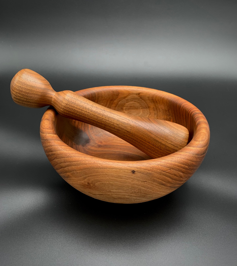 Large Mortar & Pestle Made Out Of Walnut Wood