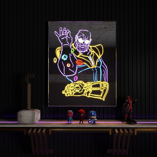 Thanos Salt Bae | Glass Mirror Neon Light Led Wall Decor Custom Fashion Handmade Dimmable