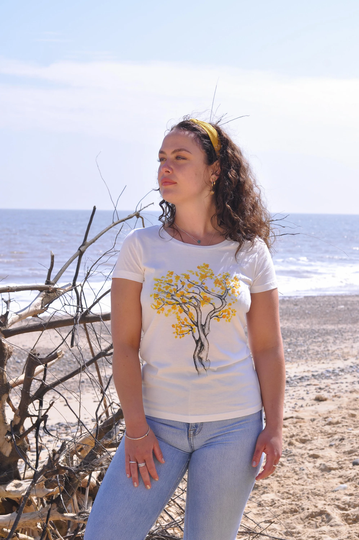 Joy Women Tshirt , 100% Organic Cotton, Eco Friendly Inks, Tree Planting Tee