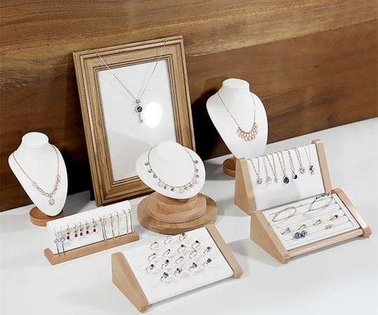 White Wood Jewelry Display, White Ring Organizer Stand, Necklace Display, Necklace Holder, White Earring Display Ds1259