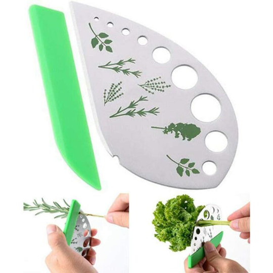 Briday - 9 Hole Leaf Herb Stripper, Stainless Steel Vegetable Leaf Stripper Tool, 2 in 1 with Protection Stand, for chard, kale, thyme, basil,