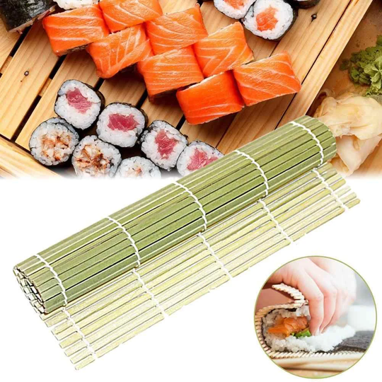 Bamboo Sushi Mat Flat Green, Makisu, Rolling Roller Non-stick Sushi, Handmade Kitchen Tool, Eco-Friendly, Ships From Montreal
