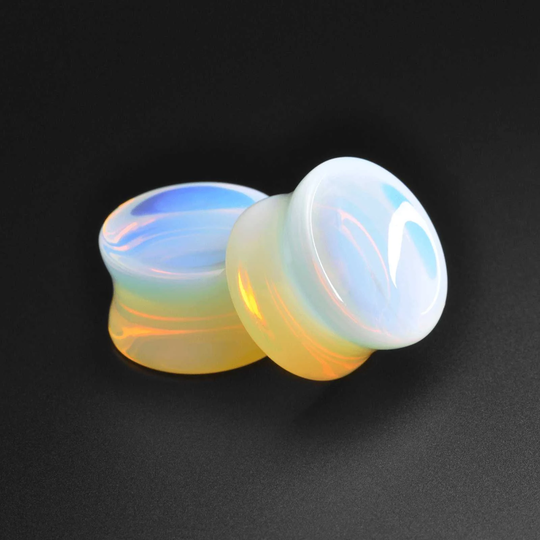 Opalite Double Flare Concave Organic Stone Plug | Sizes 6mm | 2G - 25mm | 1