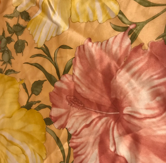 Remnant Sale - Silk Charmeuse Orange Hibiscus Floral 10.5"x10