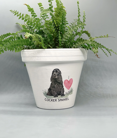 Personalised Black Cocker Spaniel Dog Plant Pot Gift. Dog Memorial Keepsake Flower Planter. Lovers Birthday Present