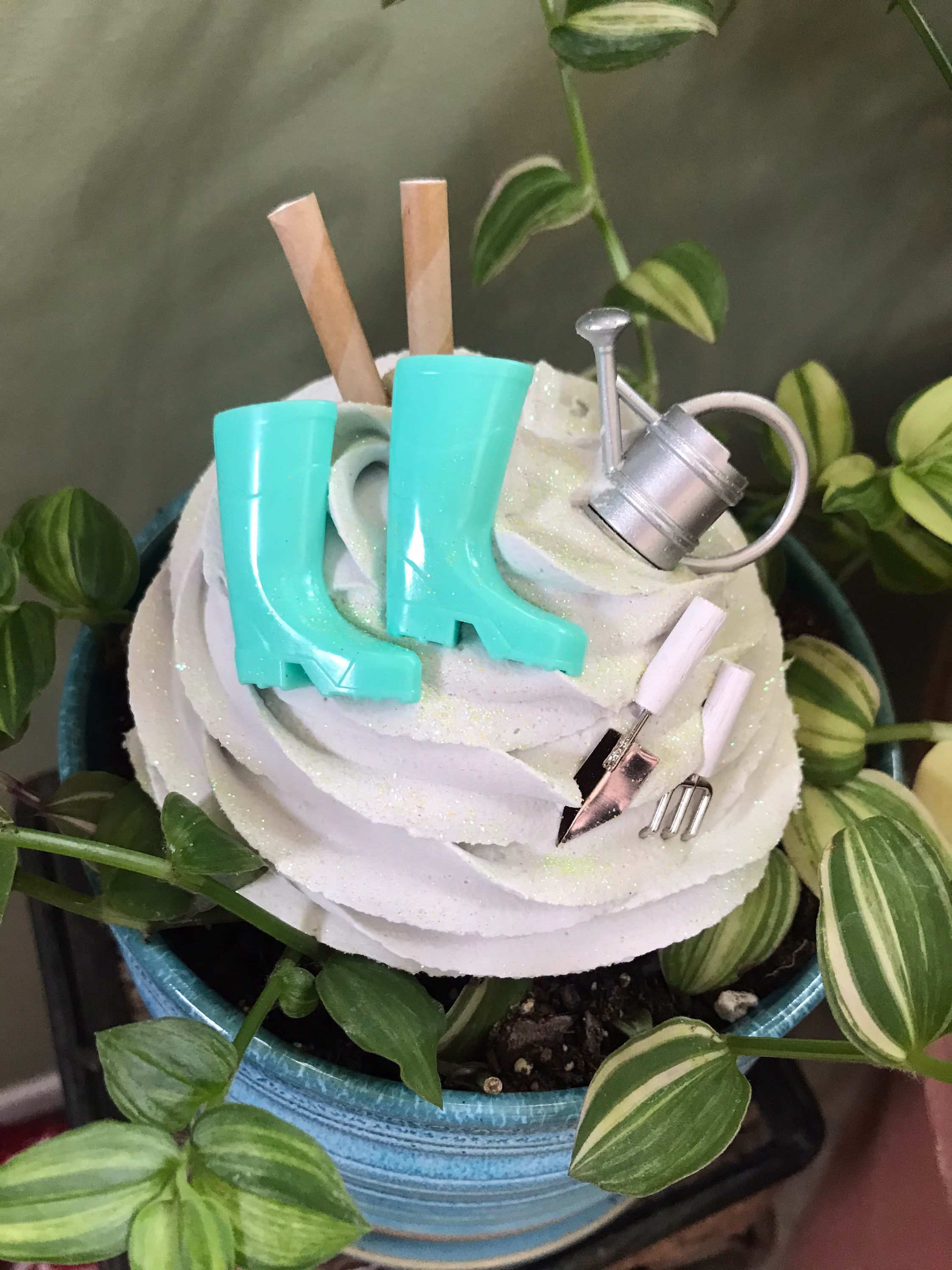 Garden Plant Lover Greenhouse Faux Fake Whipped Cream Mug Topper Rae Dunn Inspired Tiered Tray Decor Spring Summer Display Flower Succulent