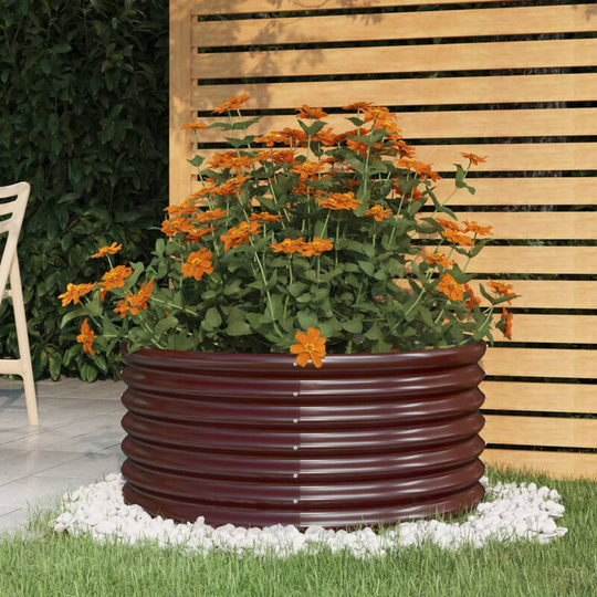 Asupermall - Garden Planter Powder-coated Steel 80x80x36 cm Brown