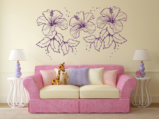 Hibiscus Flower Wall Decal - Vinyl Sticker, Large Nursery, Living Room Decor Hawaii Art Sa191