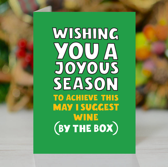 Joyous Season, I Suggest Wine, By The Box, Xmas Card