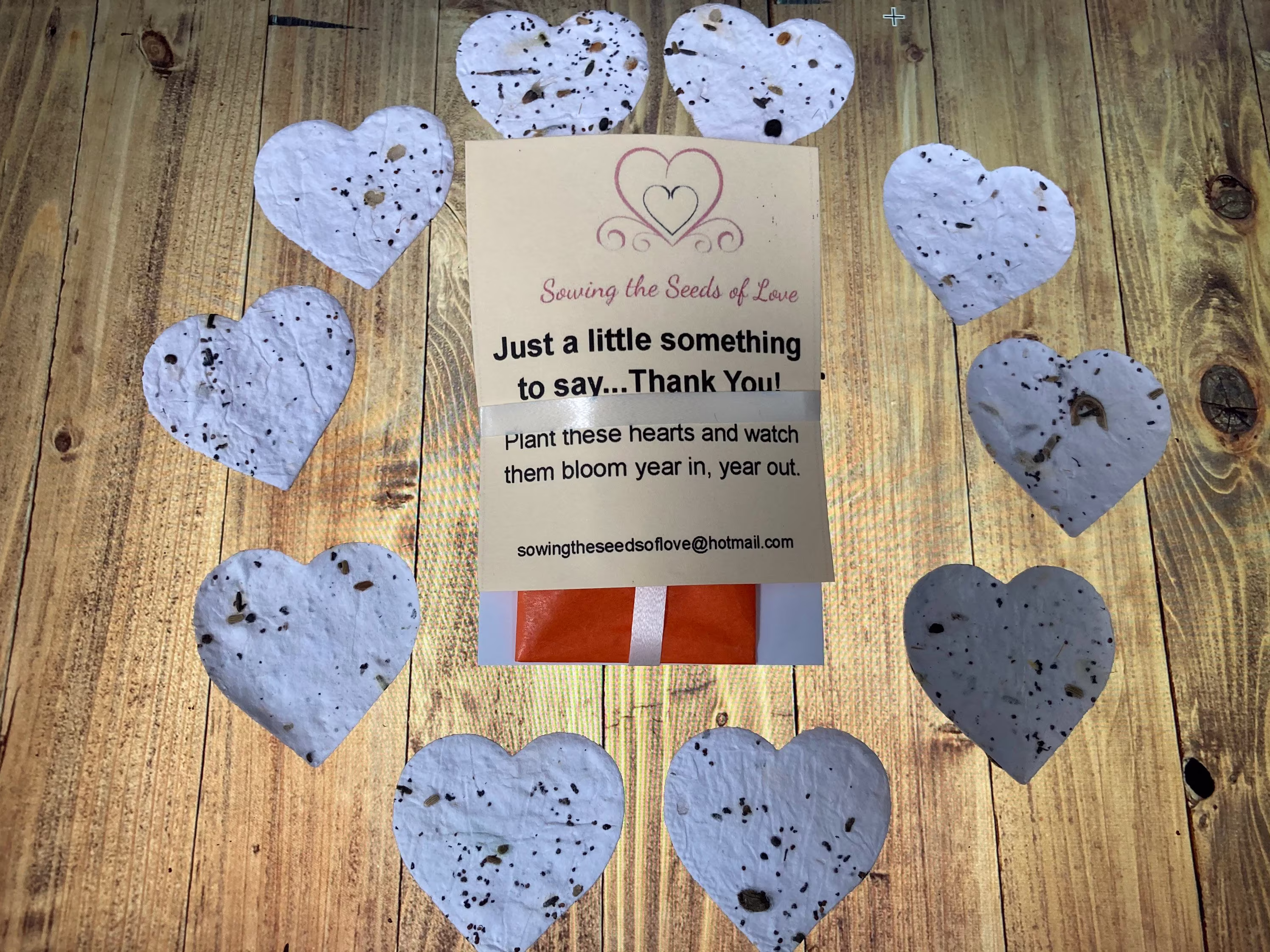 Thank You Gift Of Wild Flower Seeded Hearts, You, Plantable Seed Paper, Bee Friendly Seed Bomb, Sowing The Seeds Love