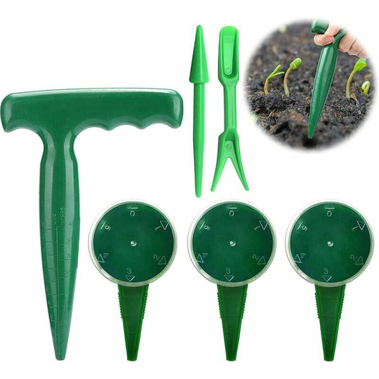 Garden Tool Seeder 6 Pcs Miniature Gardening Tool Mini Seeding Tool Garden Seedling Planter Garden Transplanter Seed Sower Dial Handle Gun For Garden