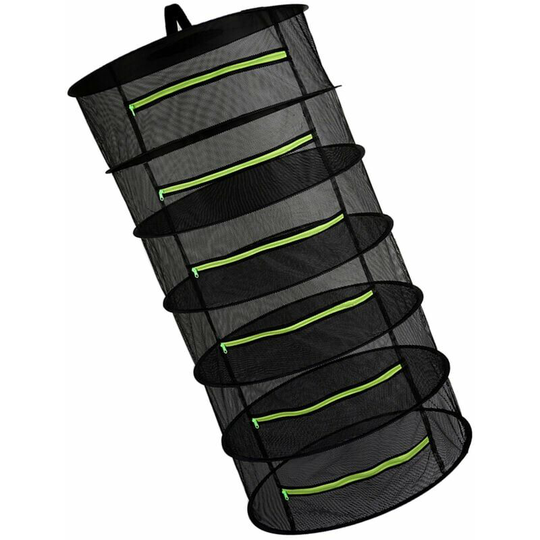 Bearsu - Hanging Basket 6 Layers with Zipper Folding Drying Rack Herb Drying Net Dryer Mesh Bag for Herbs Flowers Buds Plants, model: Green 6 layers