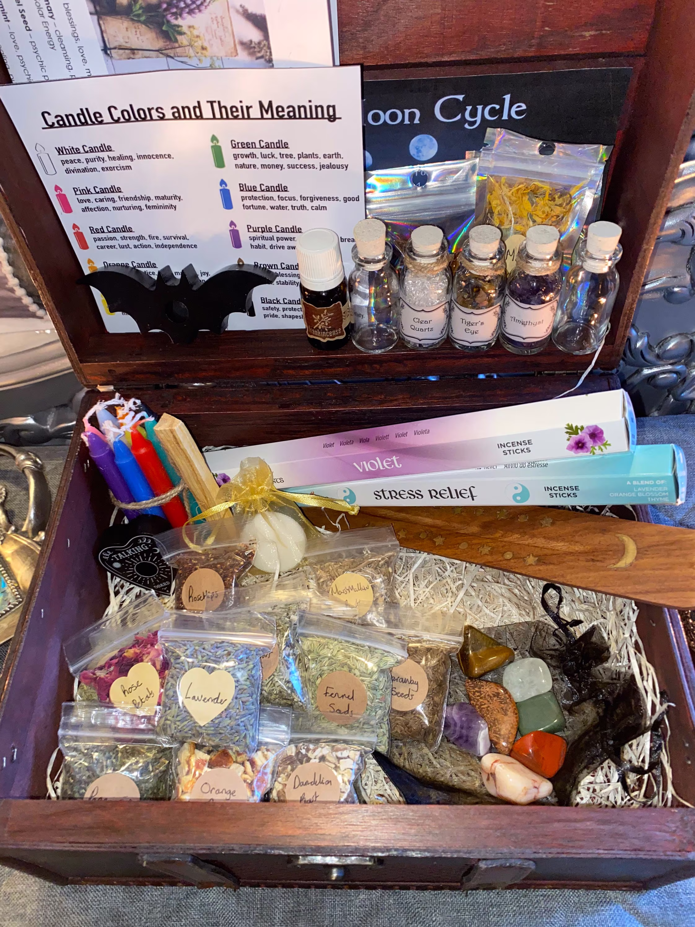 Witch Starter Kit Chest - Large | Witchcraft Wiccan Pagan Spell Casting Storage Trunk Incense Herbs Candles