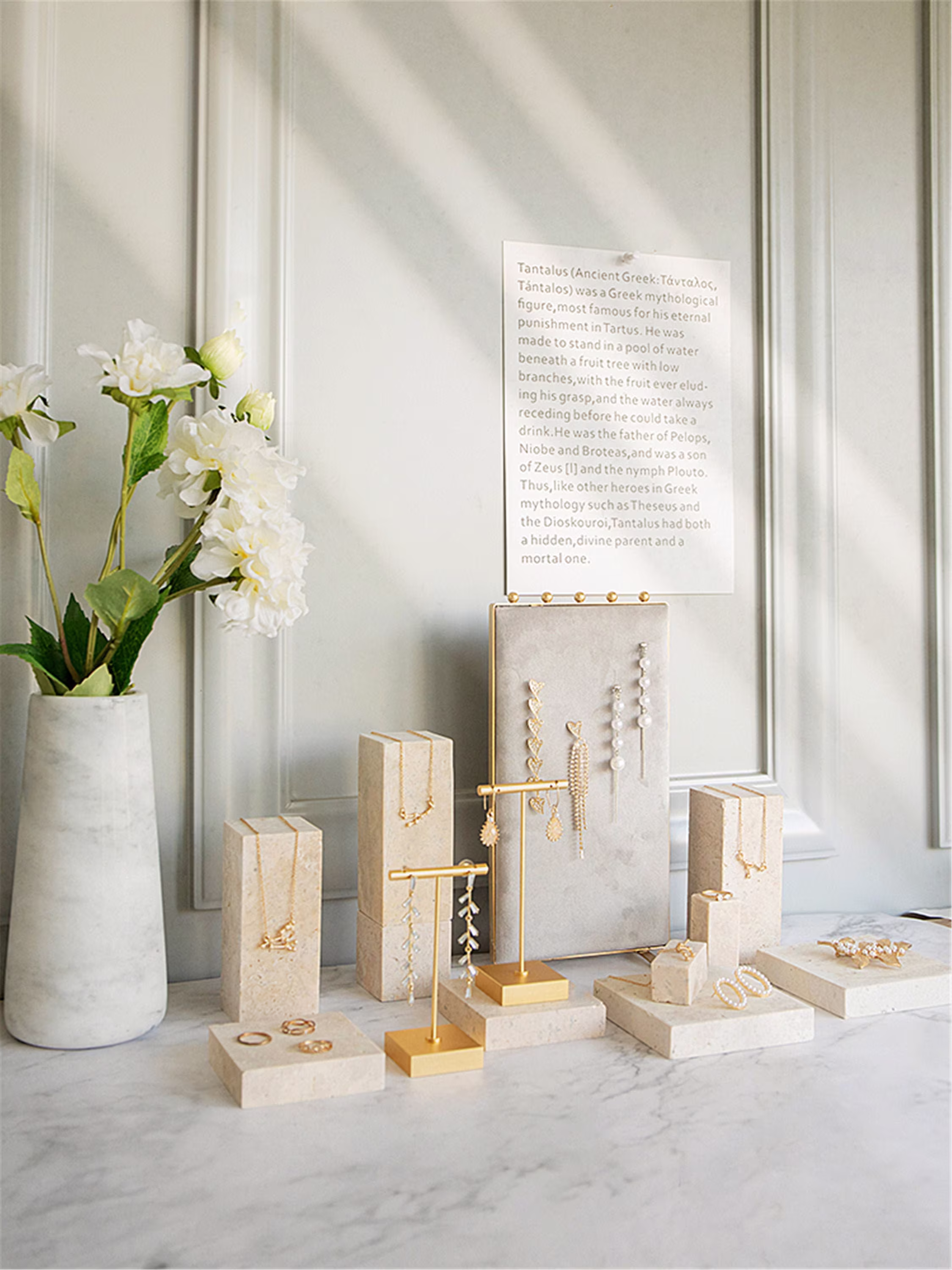 Jewelry Organizer, Natural Stone For Display, Gold Retail Craft Fair